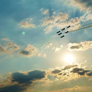 BIAS 2015 miting aviatic - Baltic Bees formatie deasupra soarelui